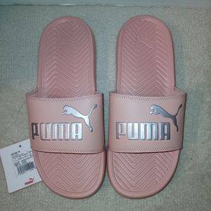 NWT Puma Popcat Peach/Silver Slides size 9.5